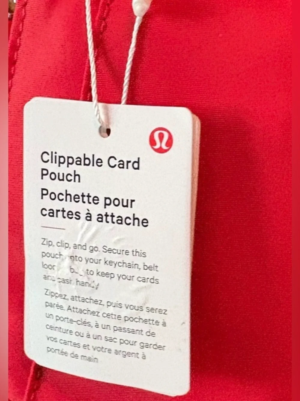 lululemon Bright Red Clippable Card Pouch
